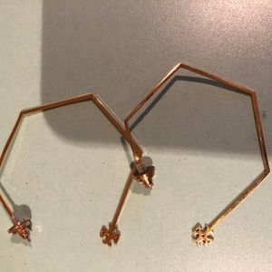 Authentic Tory Burch Gold Hexagon Hoop Earrings